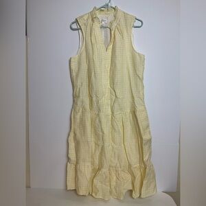 Hudson North The Picnic 100% Linen Tier Yellow Checkered Dress